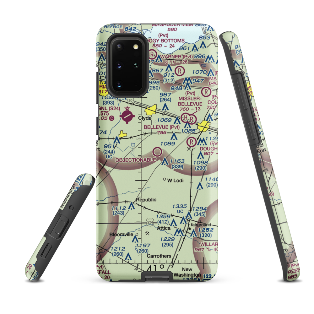 Bandit Field Airdrome Airport (5D9) VFR Sectional Samsung Phone Case Samsung Galaxy S20 Plus model shown