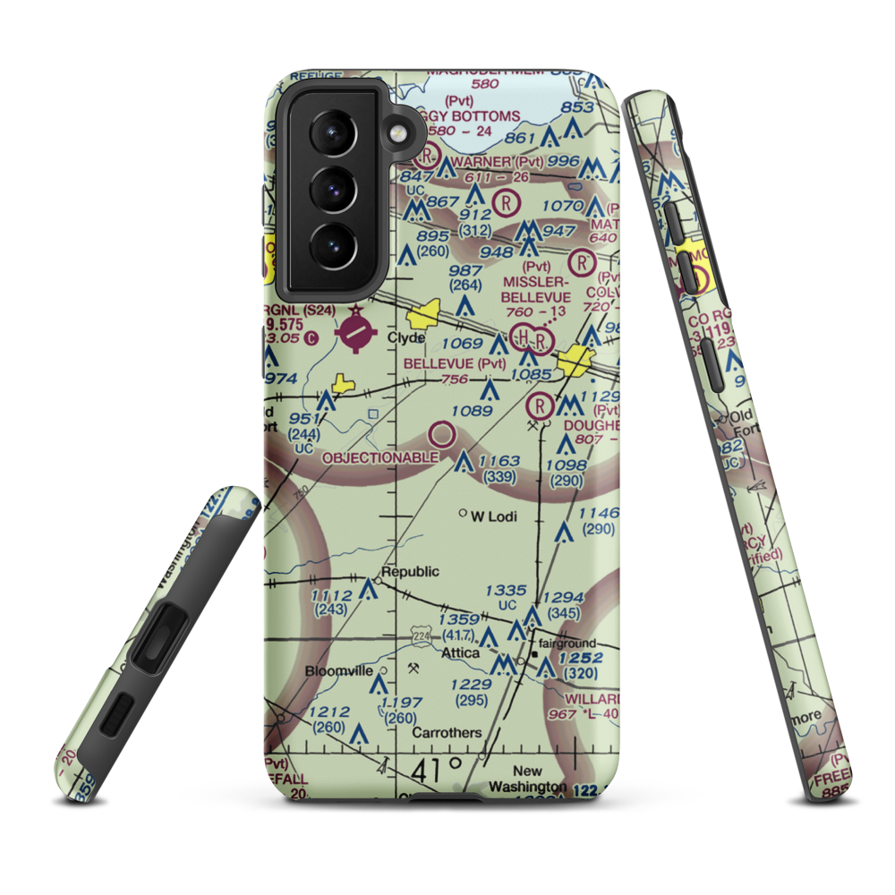 Bandit Field Airdrome Airport (5D9) VFR Sectional Samsung Phone Case Samsung Galaxy S21 Plus model shown