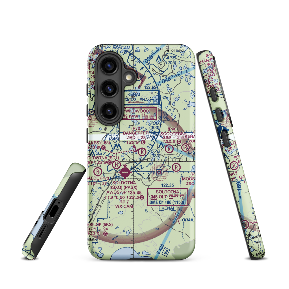 Bangerter Field (70AK) VFR Sectional Samsung Phone Case Samsung Galaxy S24 model shown