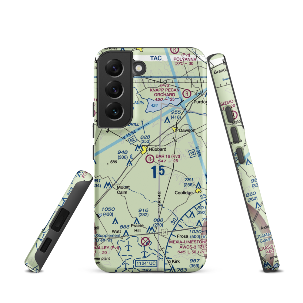 Bar 16 Airport (1TS2) VFR Sectional Samsung Phone Case Samsung Galaxy S22 model shown