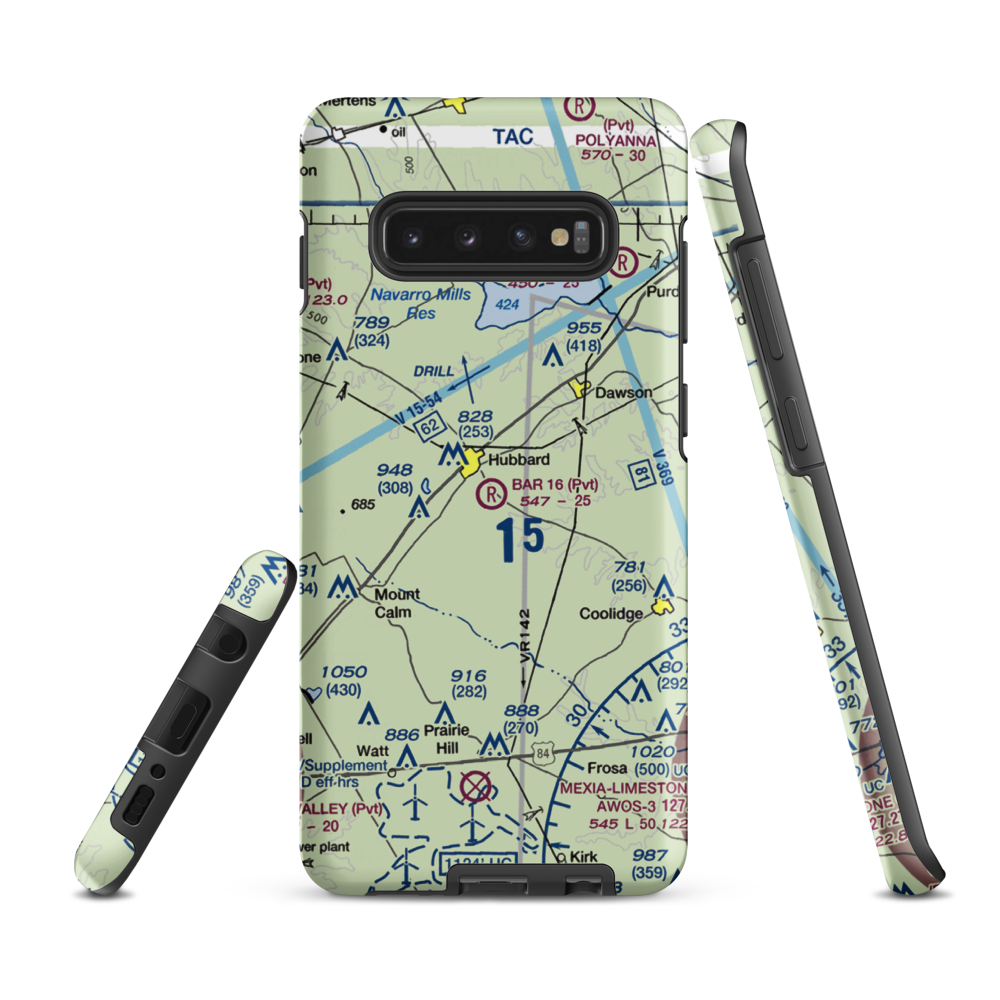 Bar 16 Airport (1TS2) VFR Sectional Samsung Phone Case Samsung Galaxy S10e model shown