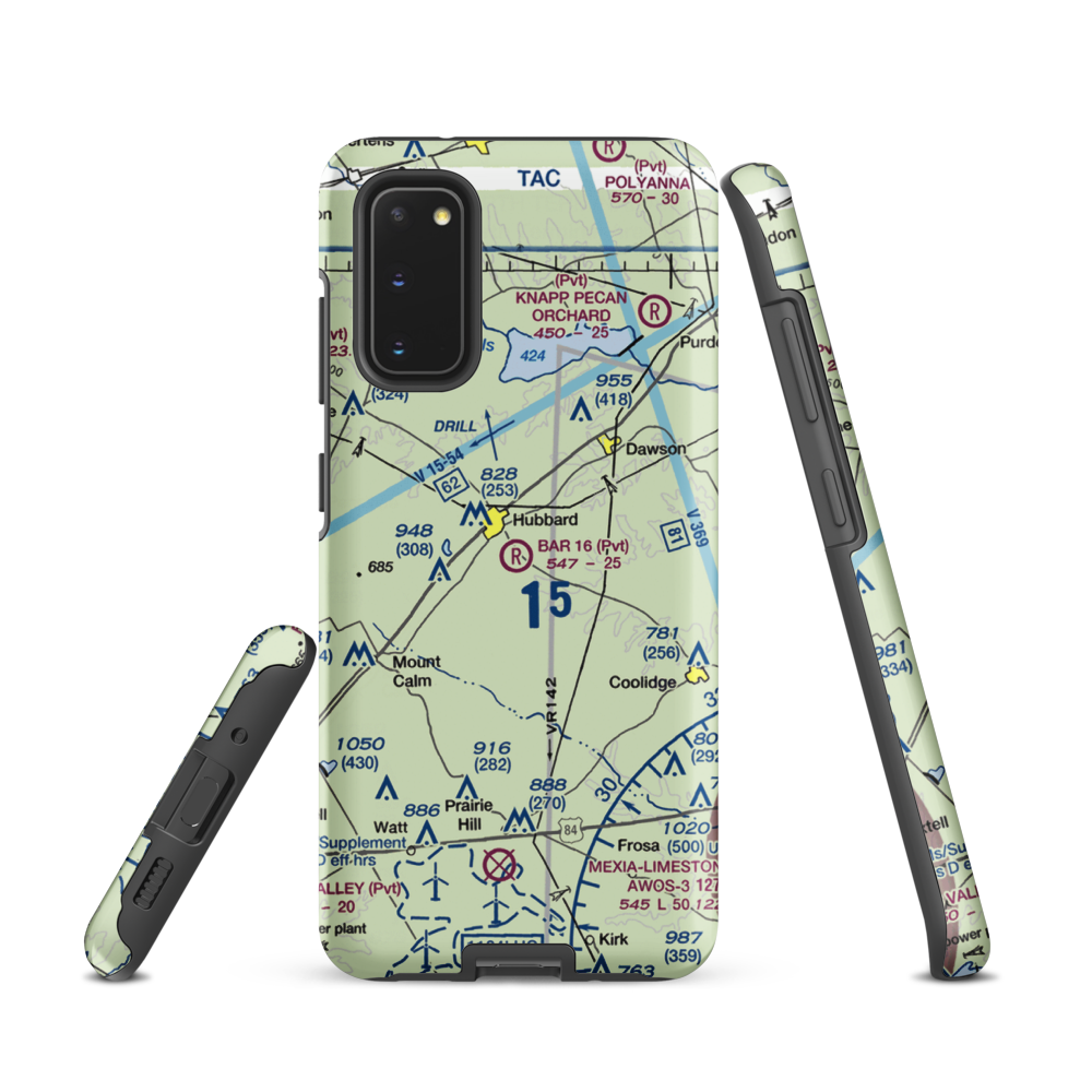 Bar 16 Airport (1TS2) VFR Sectional Samsung Phone Case Samsung Galaxy S20 model shown