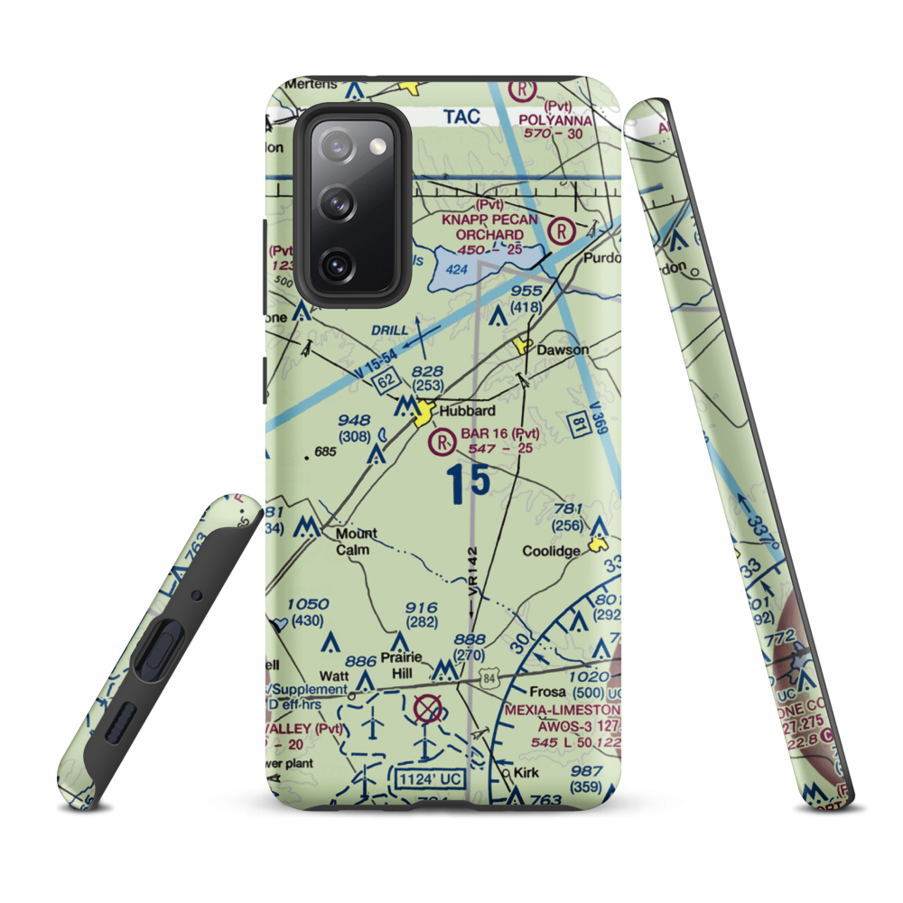 Bar 16 Airport (1TS2) VFR Sectional Samsung Phone Case Samsung Galaxy S20 FE model shown