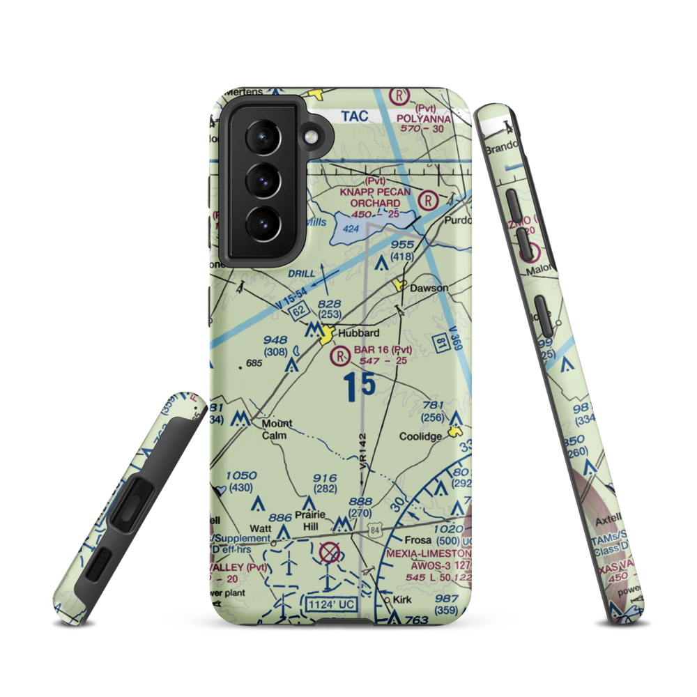 Bar 16 Airport (1TS2) VFR Sectional Samsung Phone Case Samsung Galaxy S21 model shown