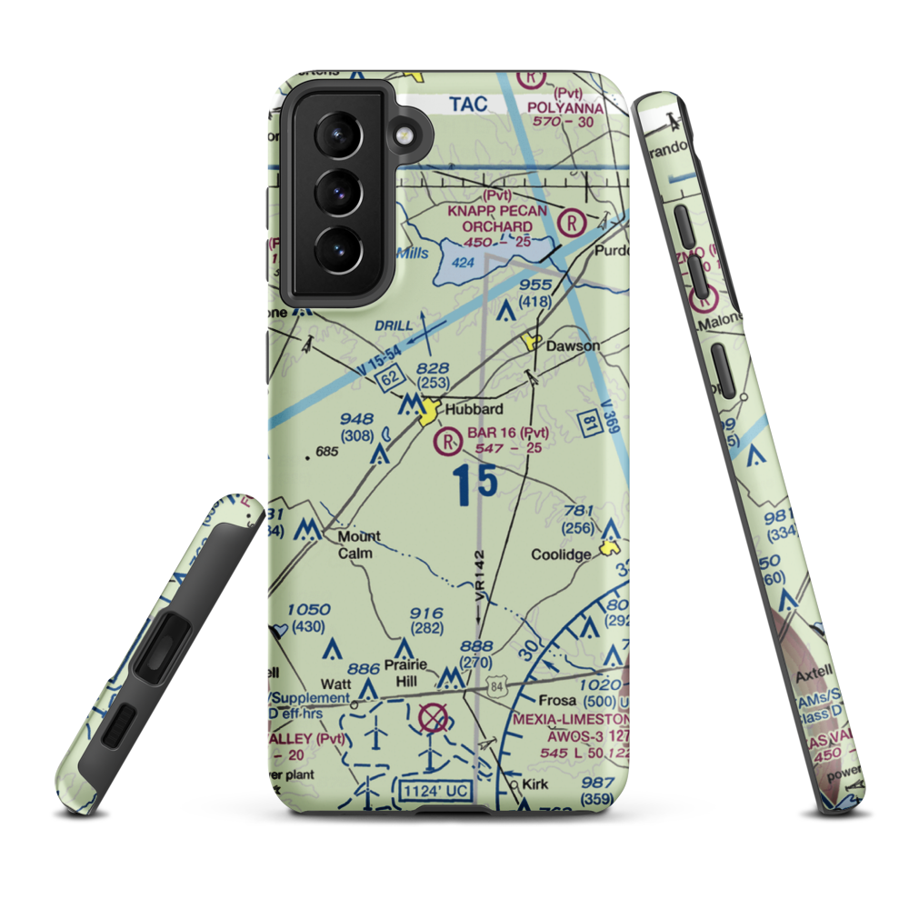 Bar 16 Airport (1TS2) VFR Sectional Samsung Phone Case Samsung Galaxy S21 Plus model shown