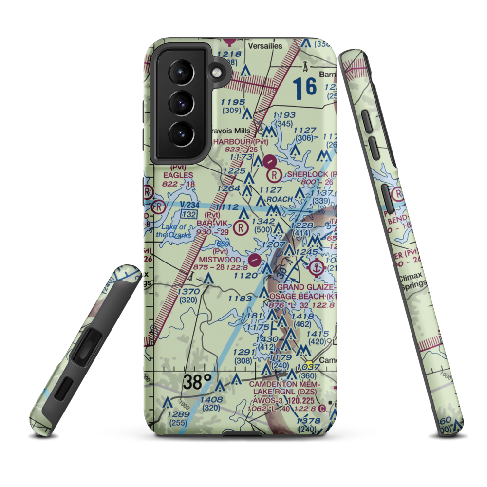 Bar-Vik Airport (MO89) VFR Sectional Samsung Phone Case Samsung Galaxy S21 Plus model shown