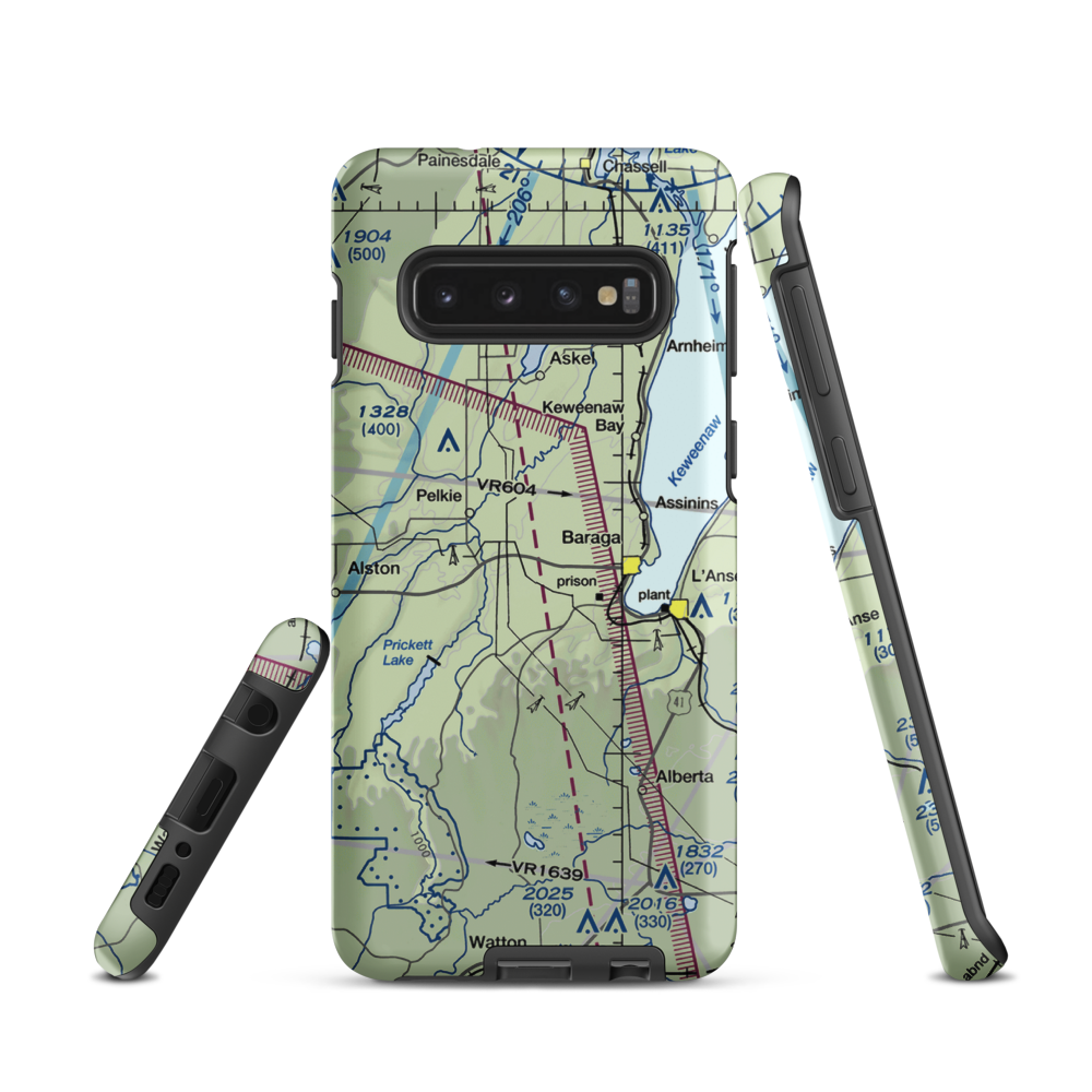 Baraga Airport (2P4) VFR Sectional Samsung Phone Case Samsung Galaxy S10 model shown