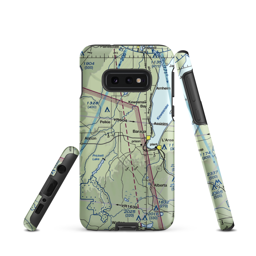 Baraga Airport (2P4) VFR Sectional Samsung Phone Case Samsung Galaxy S10e model shown