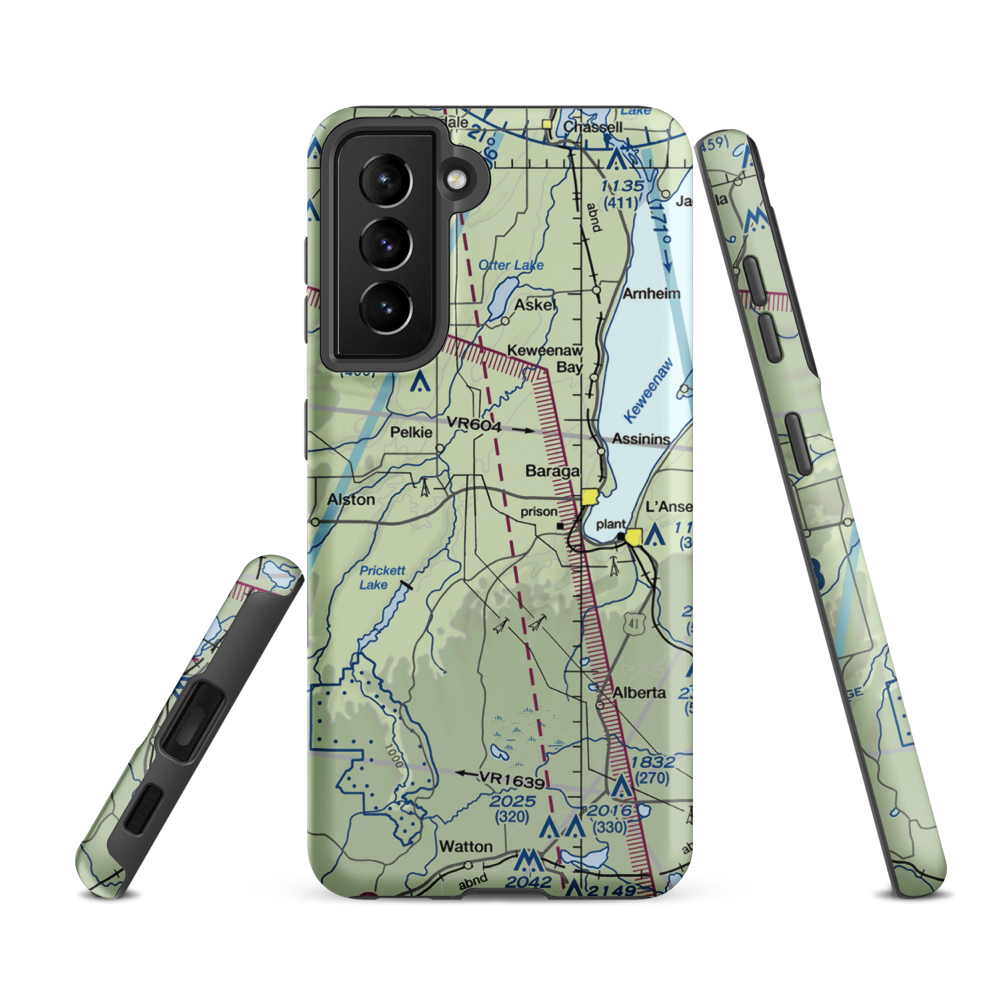 Baraga Airport (2P4) VFR Sectional Samsung Phone Case Samsung Galaxy S21 Ultra model shown