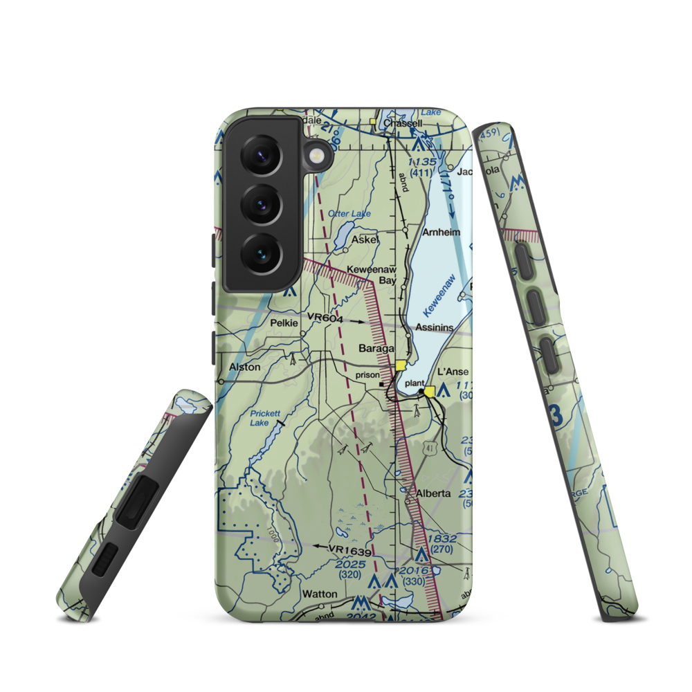 Baraga Airport (2P4) VFR Sectional Samsung Phone Case Samsung Galaxy S22 model shown