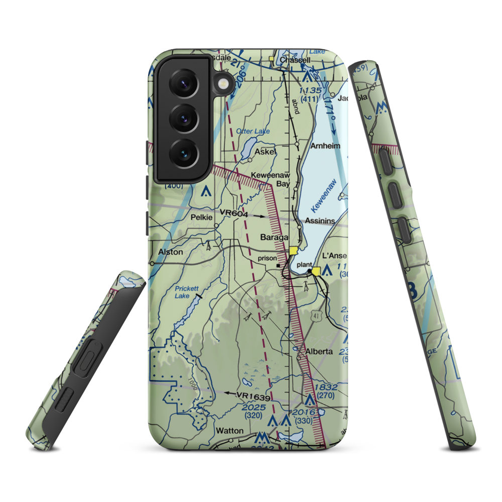 Baraga Airport (2P4) VFR Sectional Samsung Phone Case Samsung Galaxy S22 Plus model shown