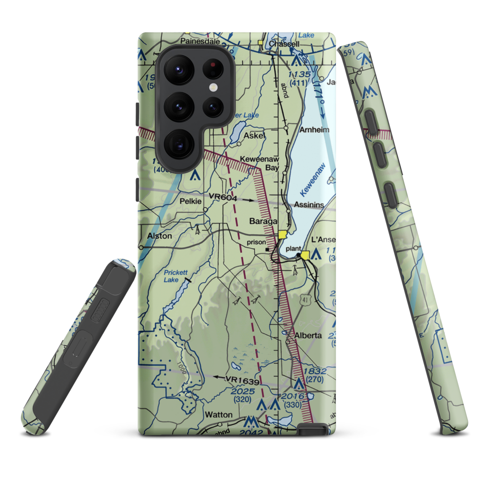 Baraga Airport (2P4) VFR Sectional Samsung Phone Case Samsung Galaxy S22 Ultra model shown