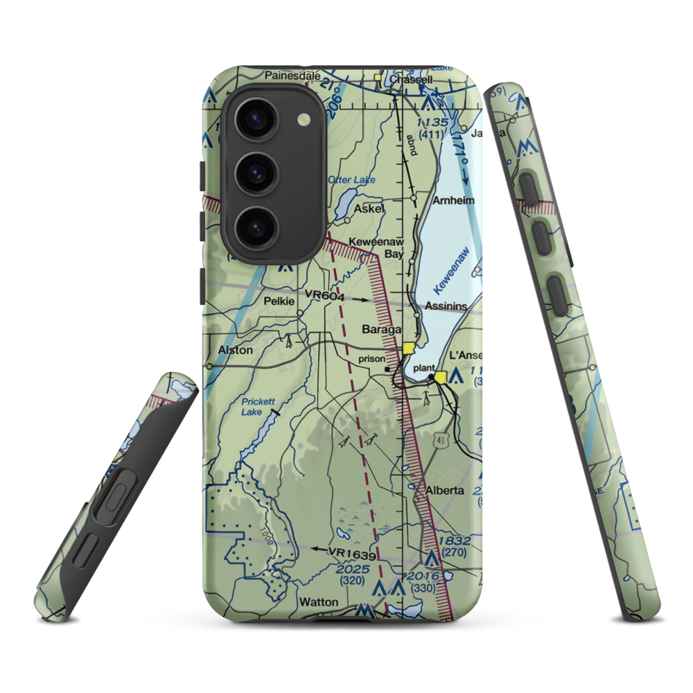 Baraga Airport (2P4) VFR Sectional Samsung Phone Case Samsung Galaxy S23 Plus model shown