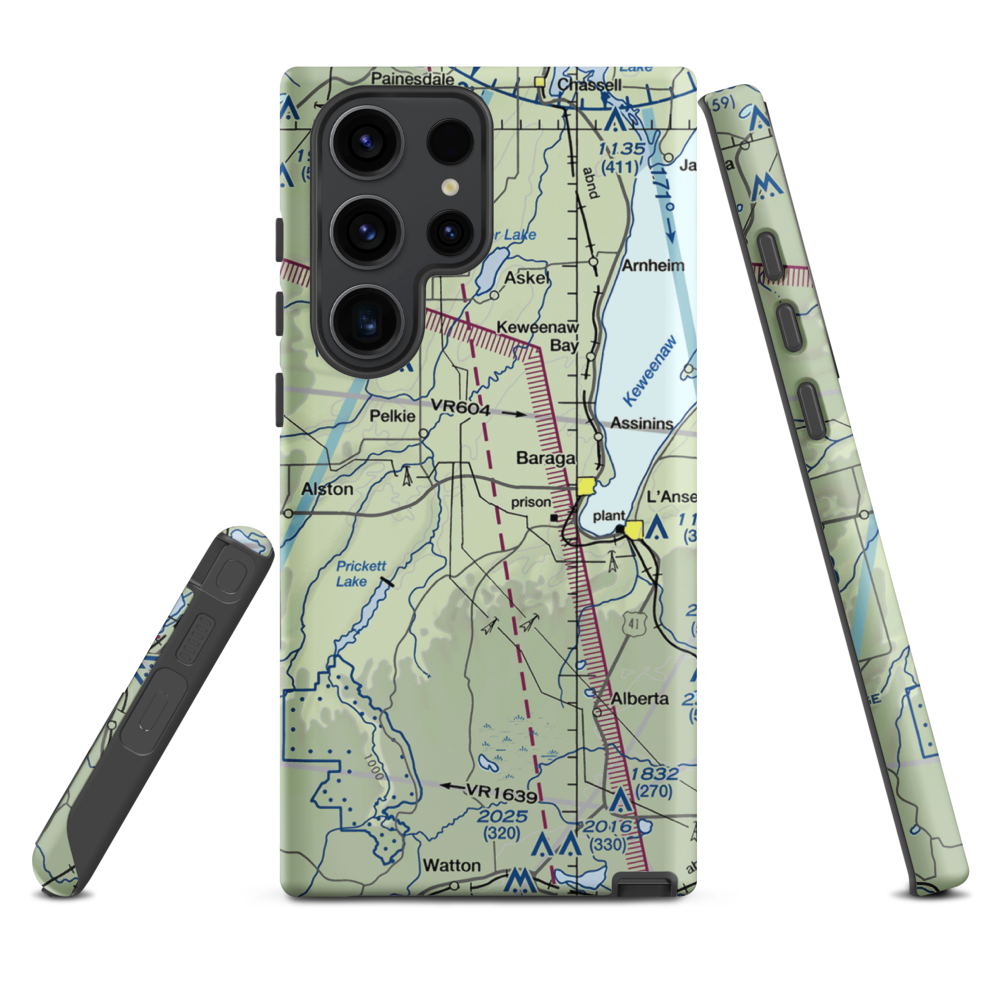 Baraga Airport (2P4) VFR Sectional Samsung Phone Case Samsung Galaxy S23 Ultra model shown