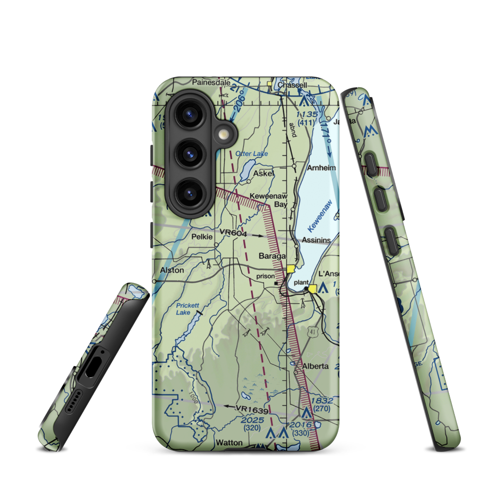 Baraga Airport (2P4) VFR Sectional Samsung Phone Case Samsung Galaxy S24 model shown