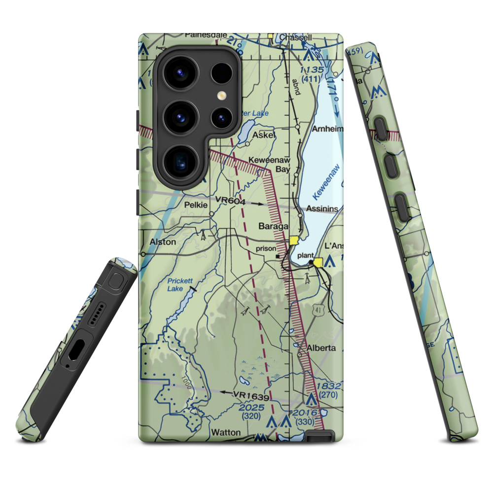 Baraga Airport (2P4) VFR Sectional Samsung Phone Case Samsung Galaxy S24 Ultra model shown
