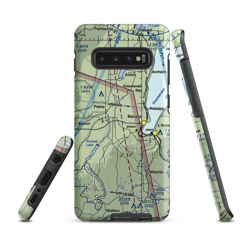 Baraga Airport (2P4) VFR Sectional Samsung Phone Case Samsung Galaxy S10 Plus model shown