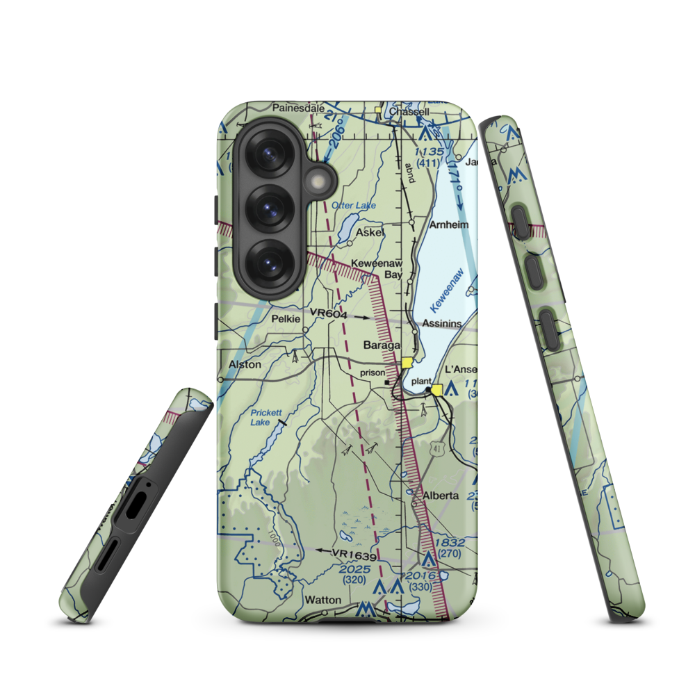 Baraga Airport (2P4) VFR Sectional Samsung Phone Case Samsung Galaxy S25 model shown