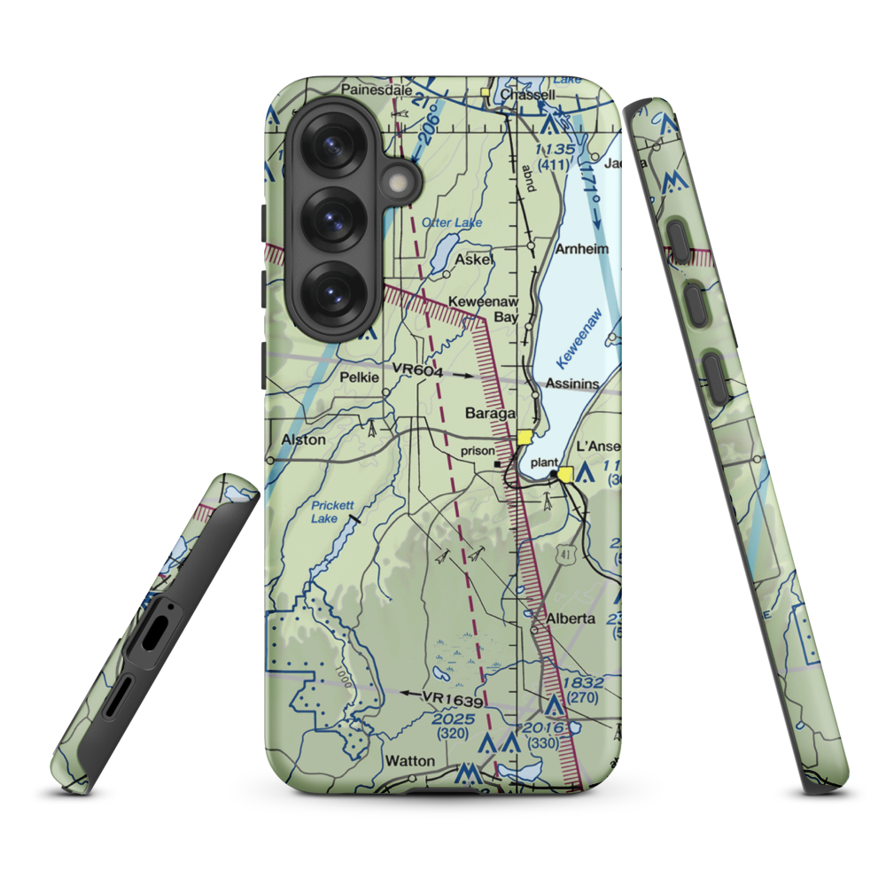 Baraga Airport (2P4) VFR Sectional Samsung Phone Case Samsung Galaxy S25 Plus model shown