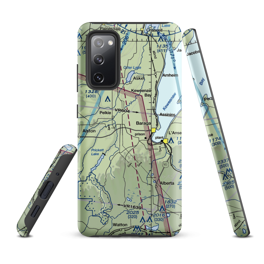 Baraga Airport (2P4) VFR Sectional Samsung Phone Case Samsung Galaxy S20 FE model shown