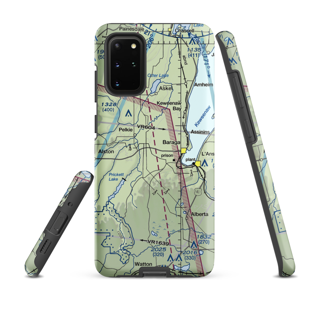 Baraga Airport (2P4) VFR Sectional Samsung Phone Case Samsung Galaxy S20 Plus model shown