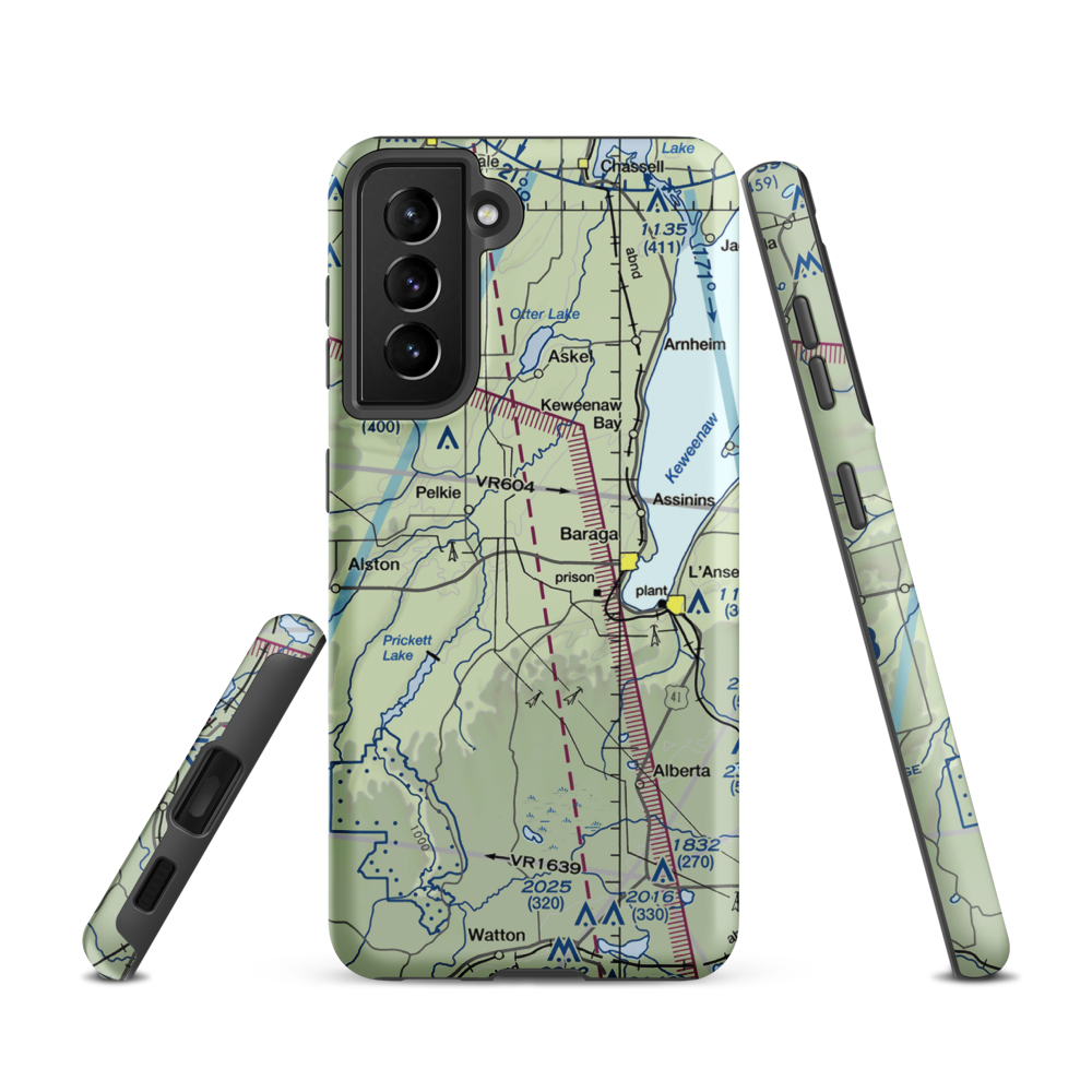 Baraga Airport (2P4) VFR Sectional Samsung Phone Case Samsung Galaxy S21 model shown