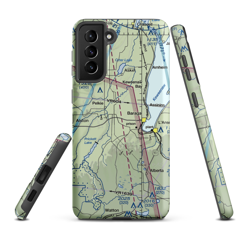 Baraga Airport (2P4) VFR Sectional Samsung Phone Case Samsung Galaxy S21 FE model shown