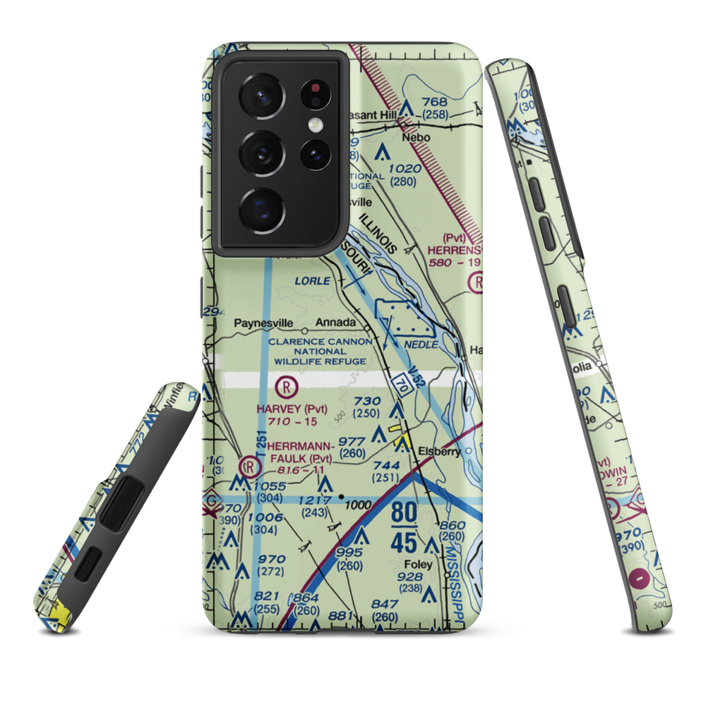 Barber Airport (38MO) VFR Sectional Samsung Phone Case Samsung Galaxy S21 Plus model shown