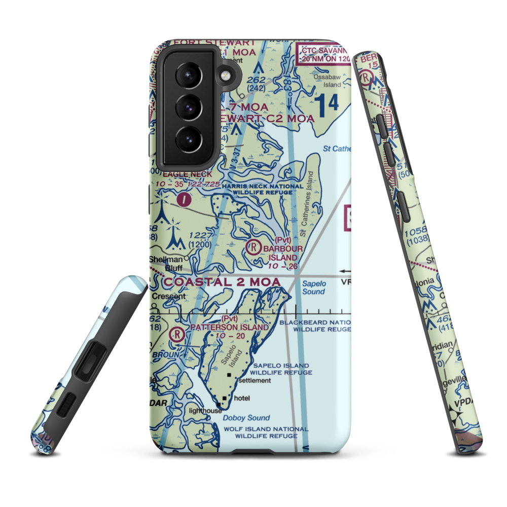 Barbour Island Airport (72GA) VFR Sectional Samsung Phone Case Samsung Galaxy S21 Plus model shown
