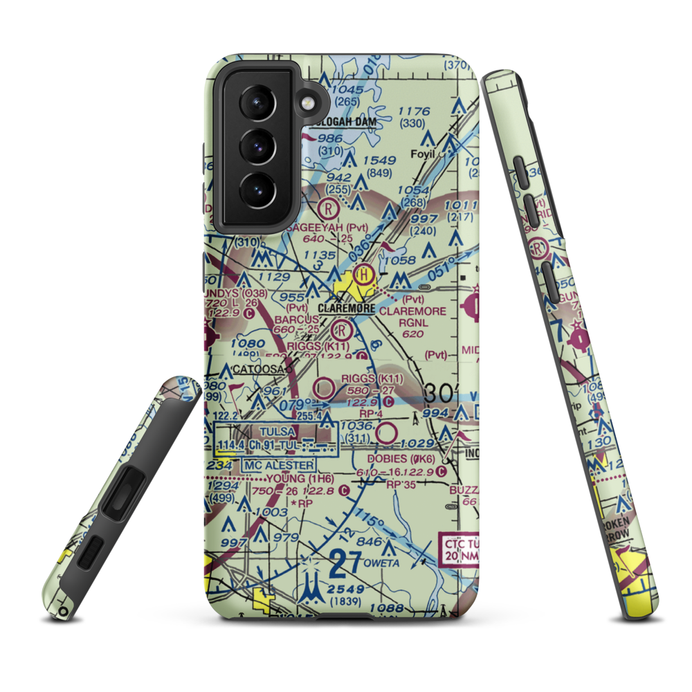 Barcus Field (95OK) VFR Sectional Samsung Phone Case Samsung Galaxy S21 Plus model shown