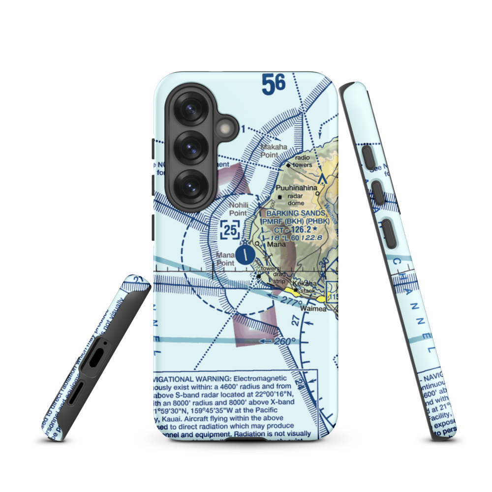 Barking Sands Airport (BKH) VFR Sectional Samsung Phone Case Samsung Galaxy S25 model shown