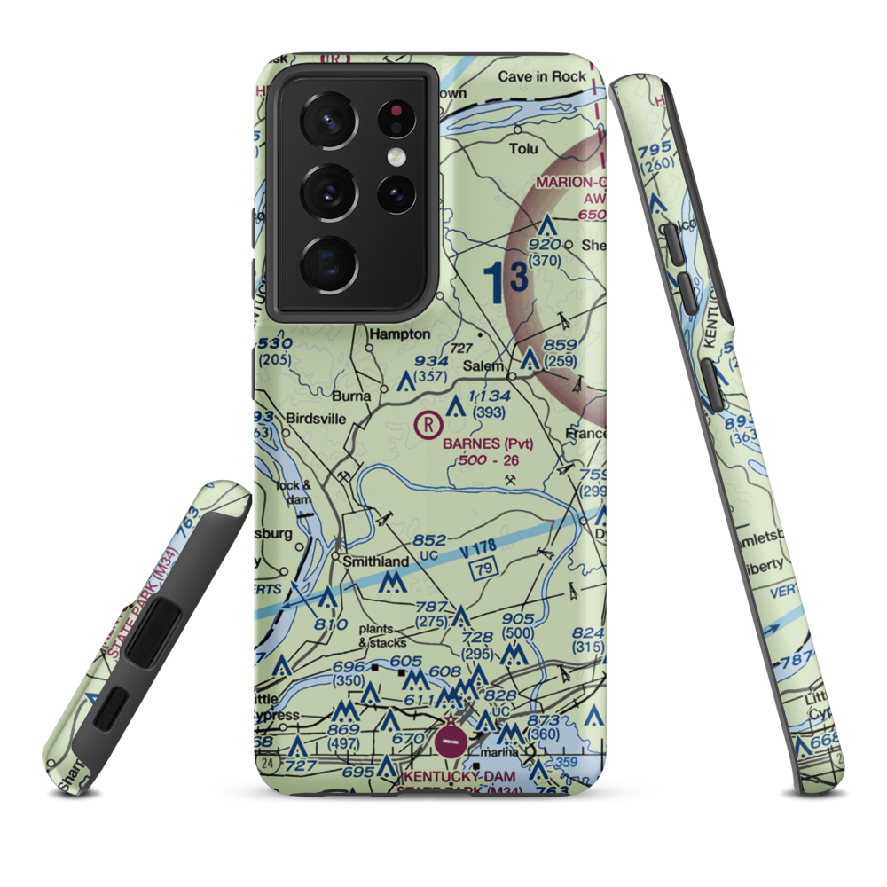 Barnes Farm Airport (23KY) VFR Sectional Samsung Phone Case Samsung Galaxy S21 Ultra model shown
