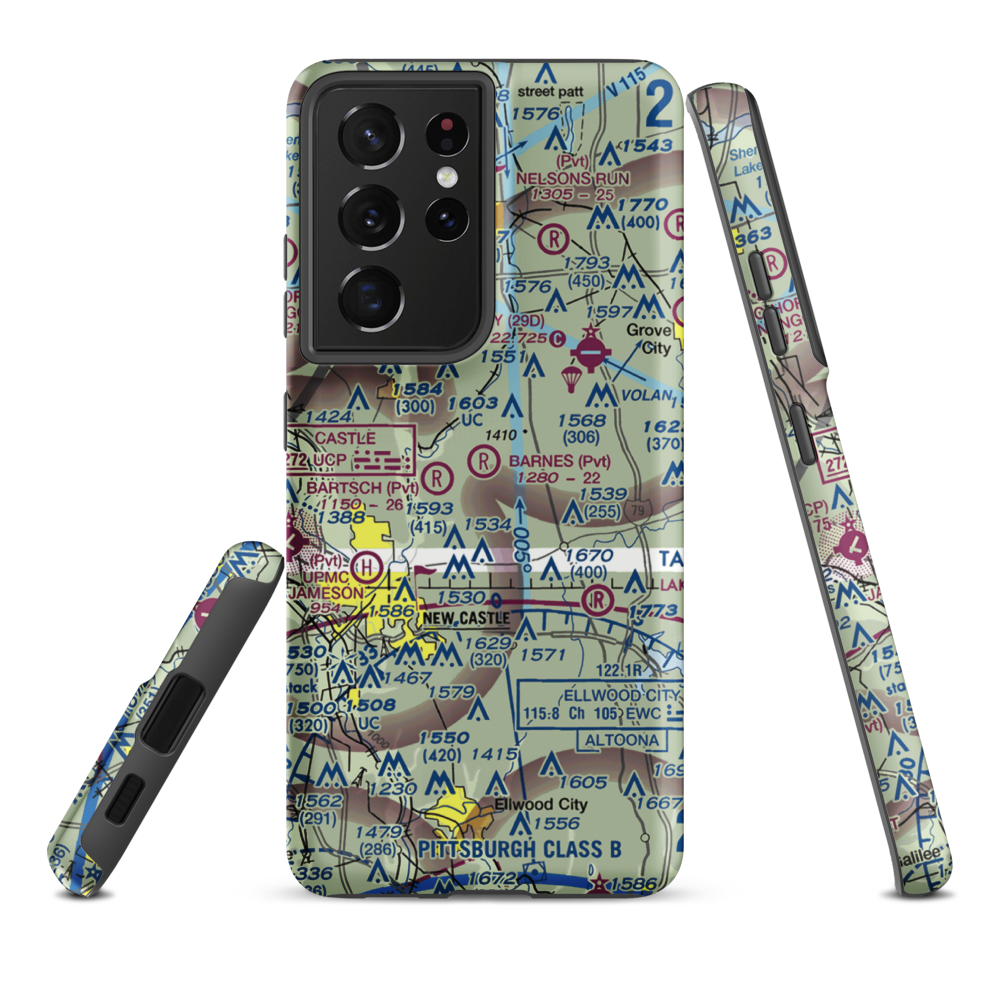 Barnes Farmland Airport (PS43) VFR Sectional Samsung Phone Case Samsung Galaxy S21 Plus model shown