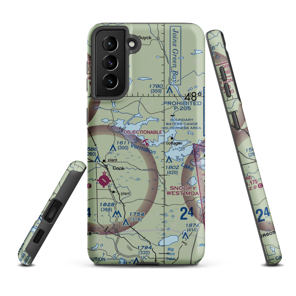 Barnes Seaplane Base (01MN) VFR Sectional Samsung Phone Case Samsung Galaxy S21 Plus model shown