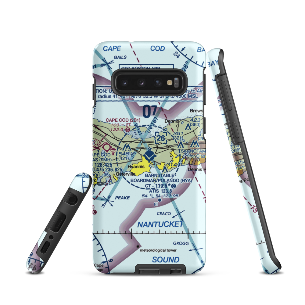 Barnstable Municipal Boardman Polando Field (HYA) VFR Sectional Samsung Phone Case Samsung Galaxy S10 model shown