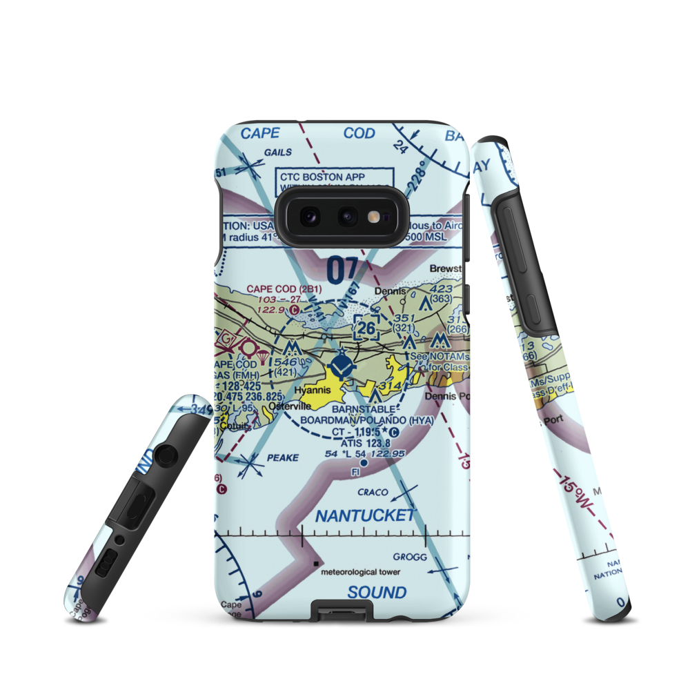 Barnstable Municipal Boardman Polando Field (HYA) VFR Sectional Samsung Phone Case Samsung Galaxy S10 Plus model shown