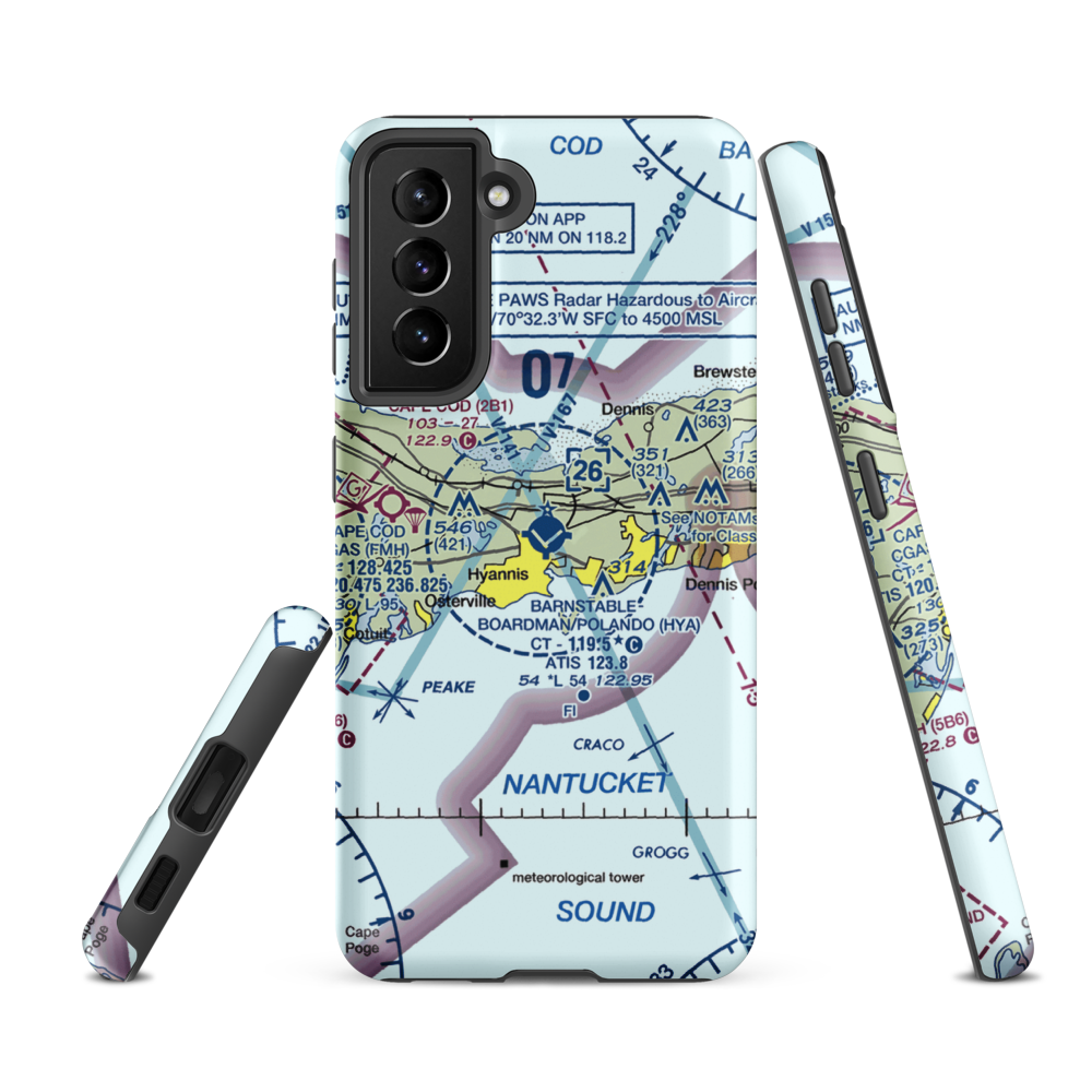 Barnstable Municipal Boardman Polando Field (HYA) VFR Sectional Samsung Phone Case Samsung Galaxy S21 FE model shown