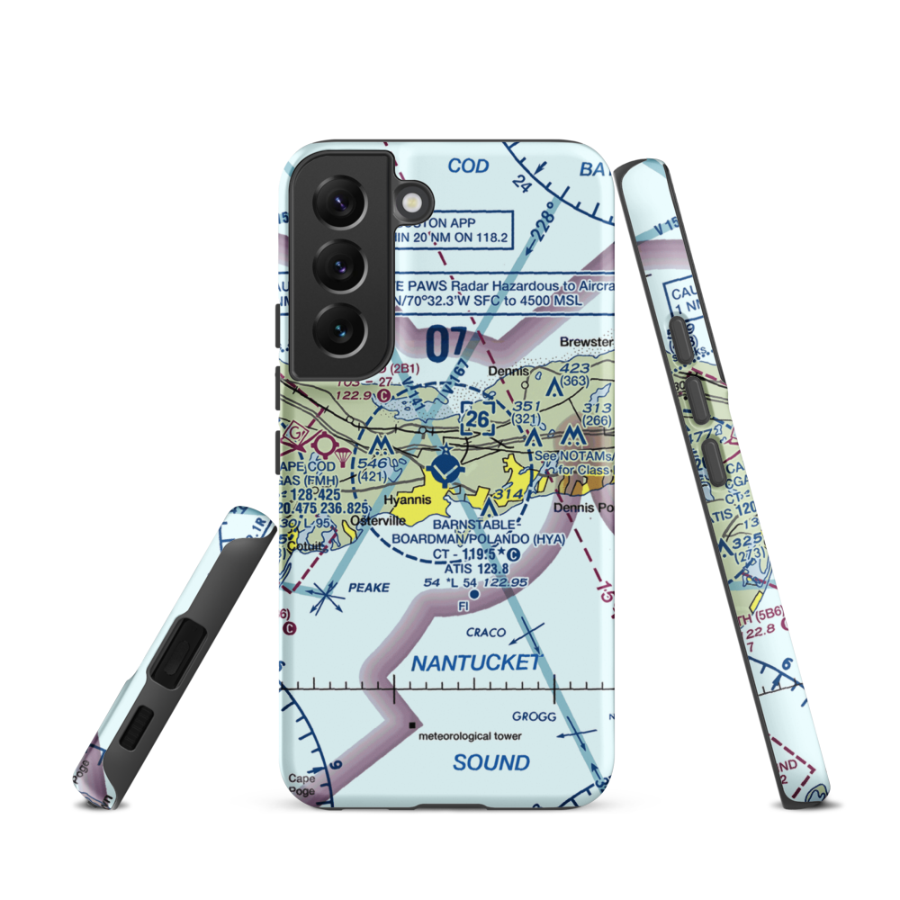Barnstable Municipal Boardman Polando Field (HYA) VFR Sectional Samsung Phone Case Samsung Galaxy S22 model shown