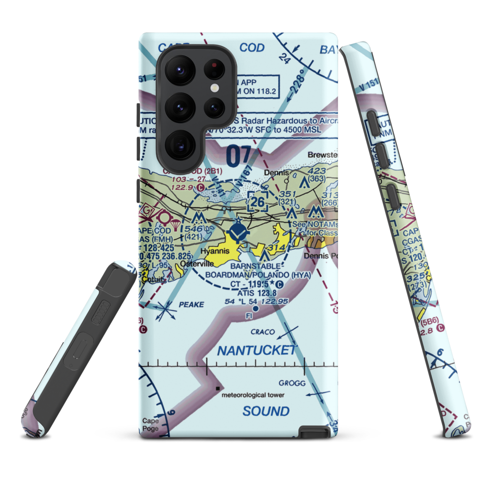 Barnstable Municipal Boardman Polando Field (HYA) VFR Sectional Samsung Phone Case Samsung Galaxy S22 Ultra model shown