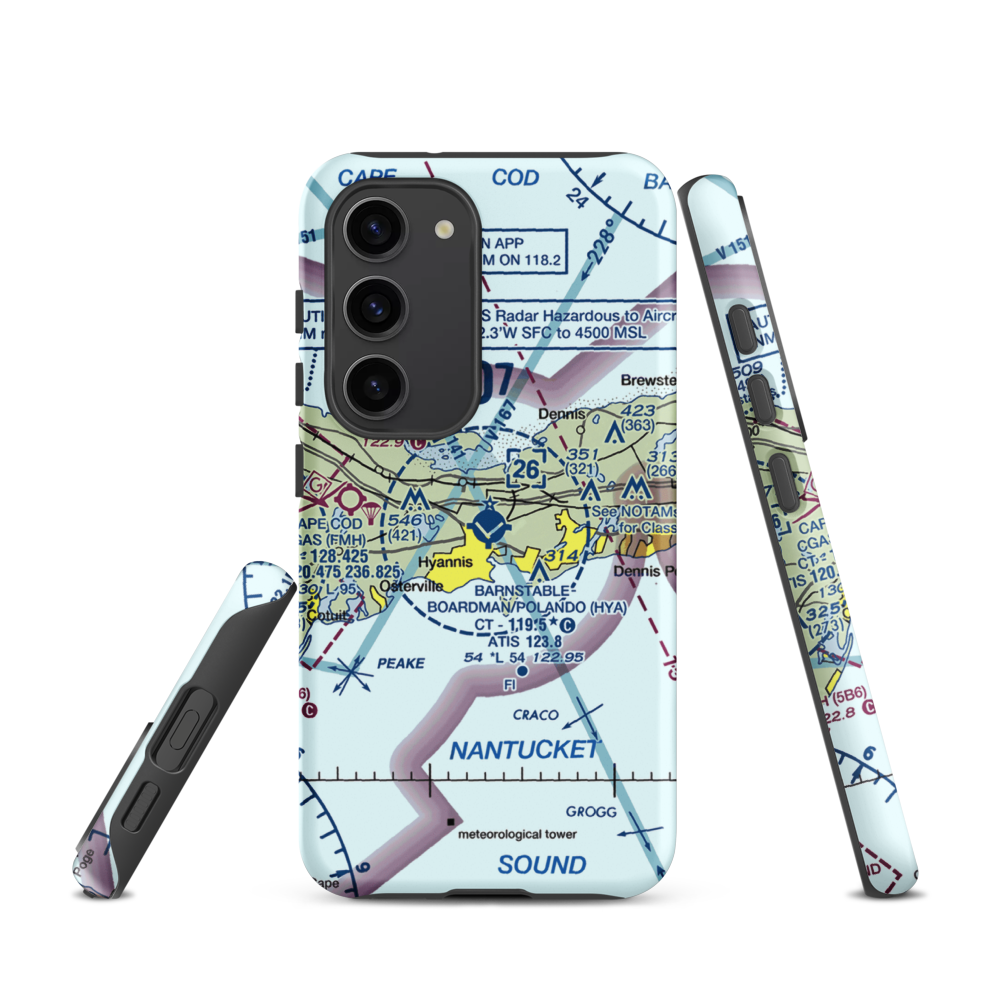 Barnstable Municipal Boardman Polando Field (HYA) VFR Sectional Samsung Phone Case Samsung Galaxy S23 model shown