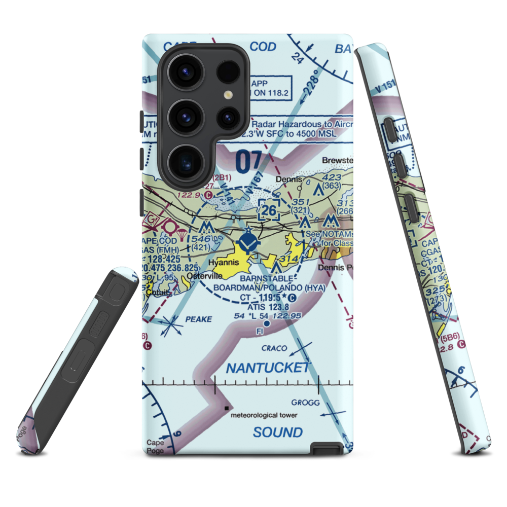Barnstable Municipal Boardman Polando Field (HYA) VFR Sectional Samsung Phone Case Samsung Galaxy S23 Ultra model shown