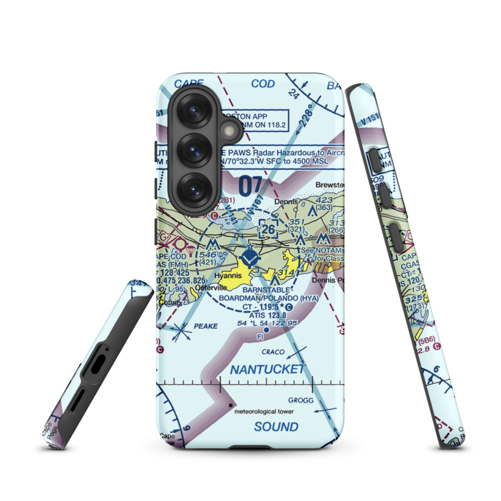 Barnstable Municipal Boardman Polando Field (HYA) VFR Sectional Samsung Phone Case Samsung Galaxy S25 model shown