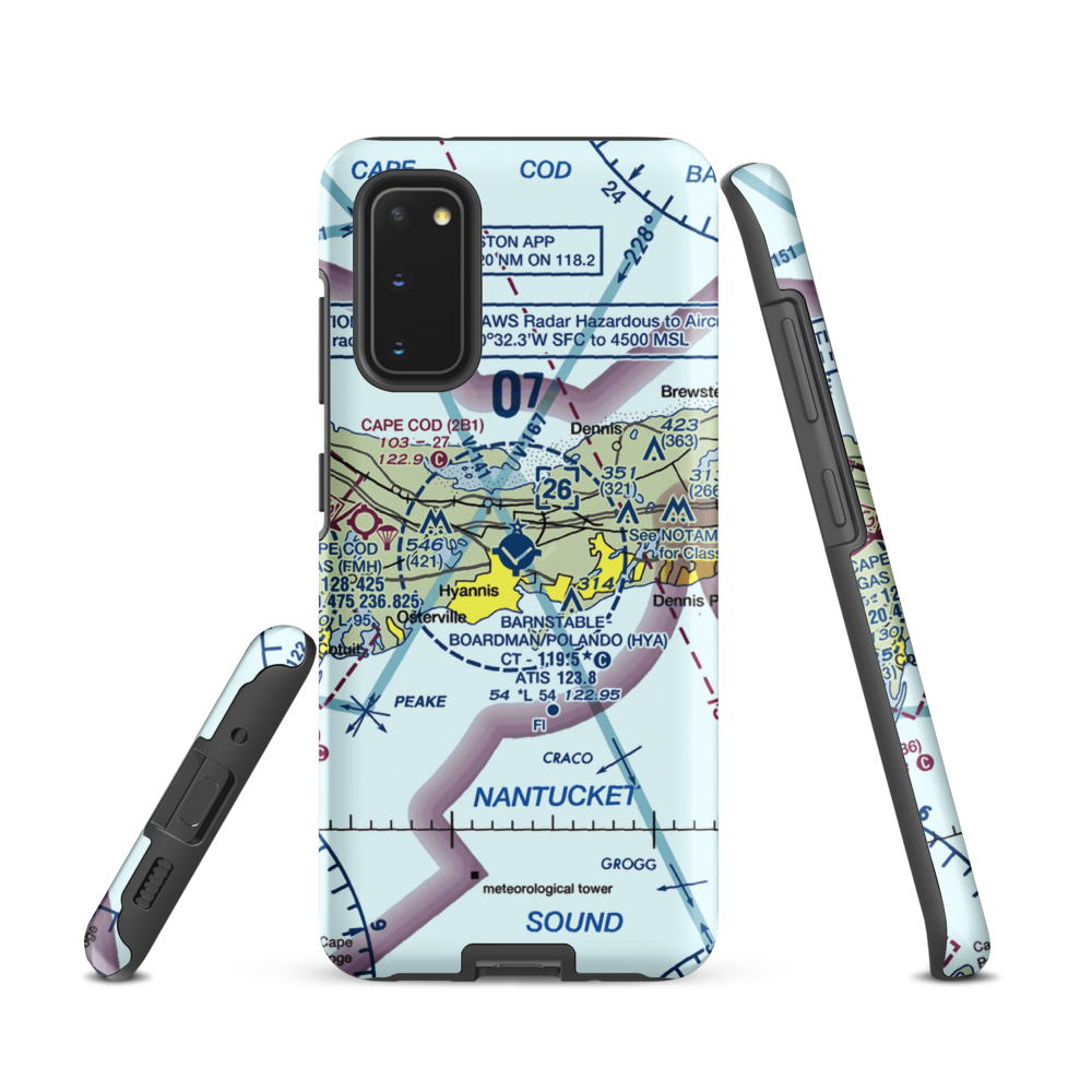 Barnstable Municipal Boardman Polando Field (HYA) VFR Sectional Samsung Phone Case Samsung Galaxy S20 model shown