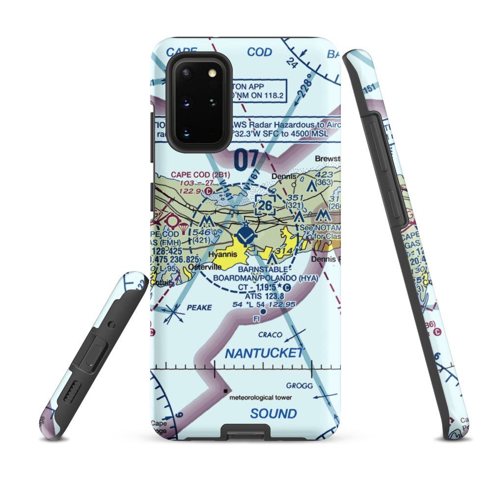 Barnstable Municipal Boardman Polando Field (HYA) VFR Sectional Samsung Phone Case Samsung Galaxy S20 Plus model shown