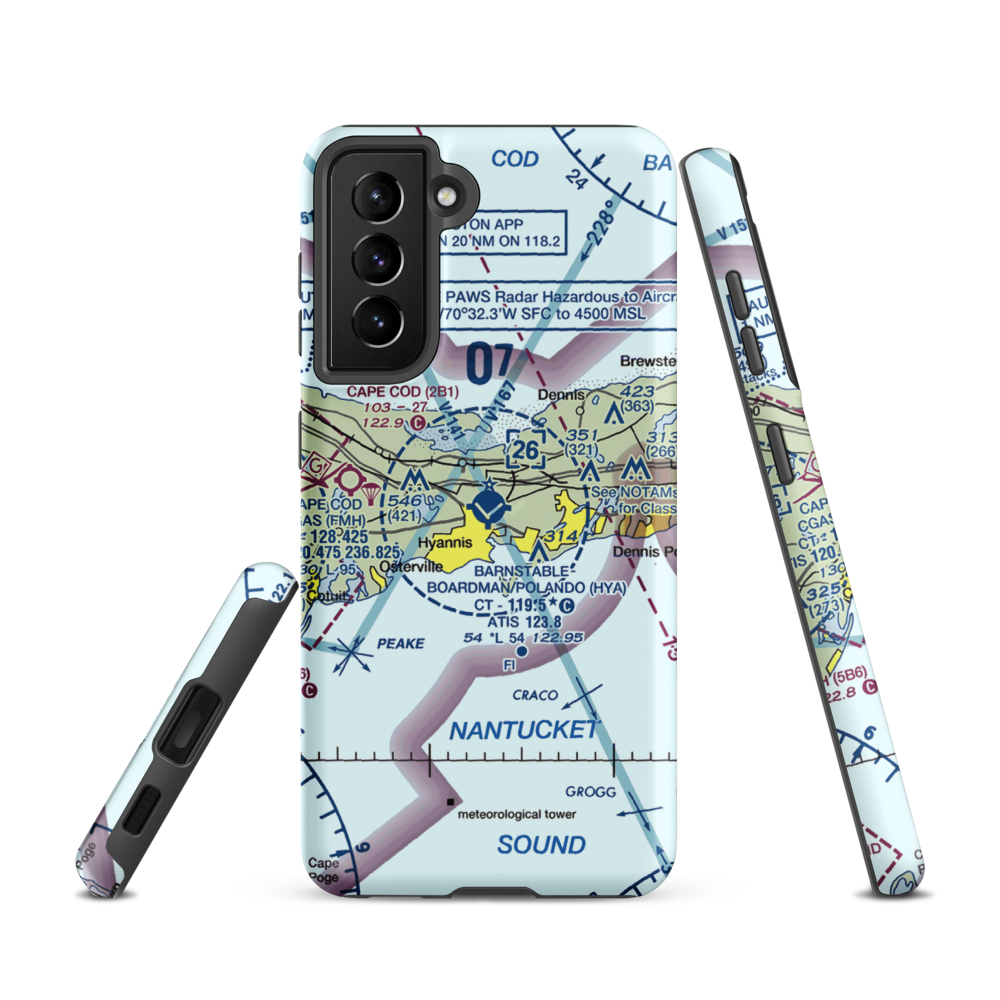 Barnstable Municipal Boardman Polando Field (HYA) VFR Sectional Samsung Phone Case Samsung Galaxy S21 model shown