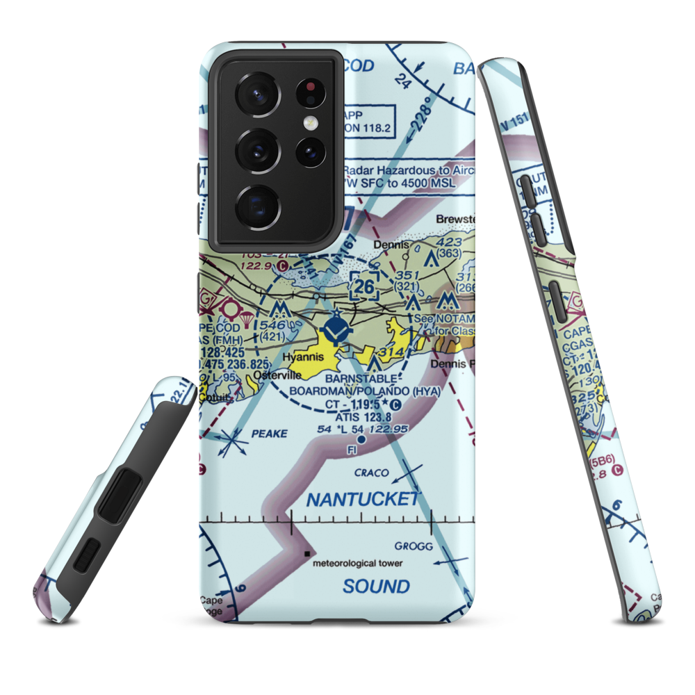 Barnstable Municipal Boardman Polando Field (HYA) VFR Sectional Samsung Phone Case Samsung Galaxy S21 Ultra model shown