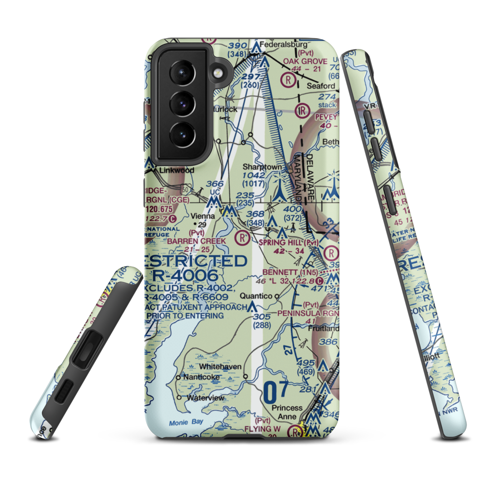 Barren Creek Field Airport (MD80) VFR Sectional Samsung Phone Case Samsung Galaxy S21 FE model shown