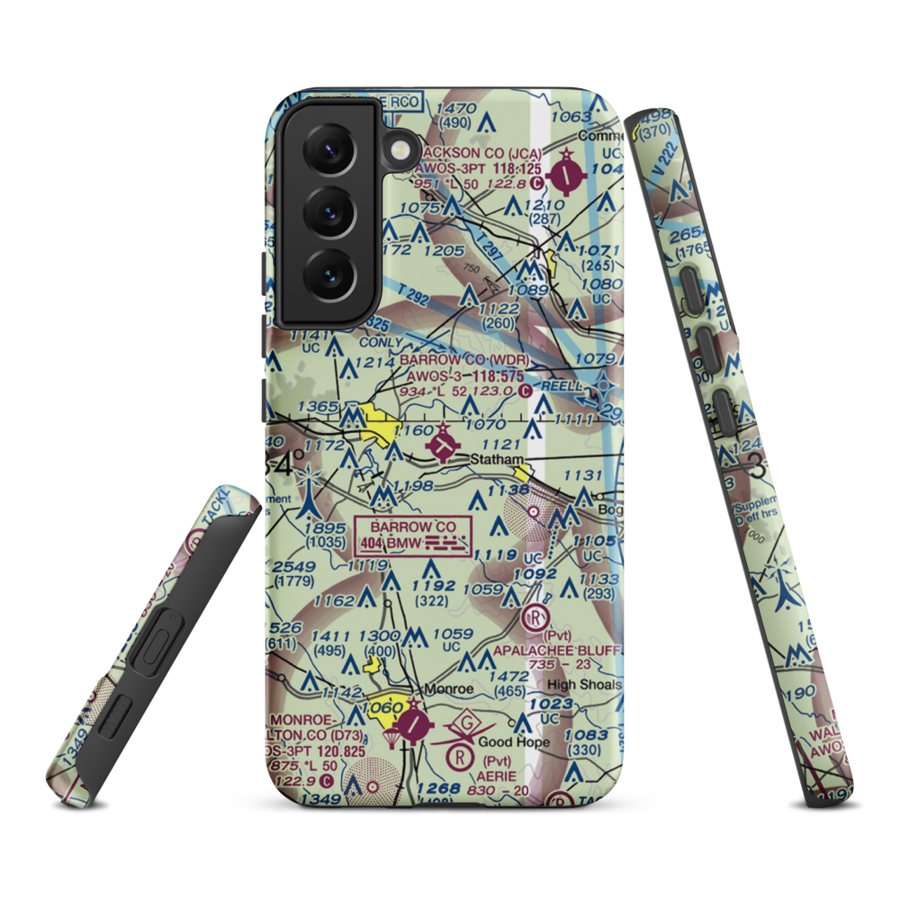 Barrow County Airport (WDR) VFR Sectional Samsung Phone Case Samsung Galaxy S22 Plus model shown