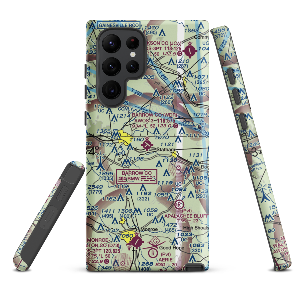 Barrow County Airport (WDR) VFR Sectional Samsung Phone Case Samsung Galaxy S22 Ultra model shown