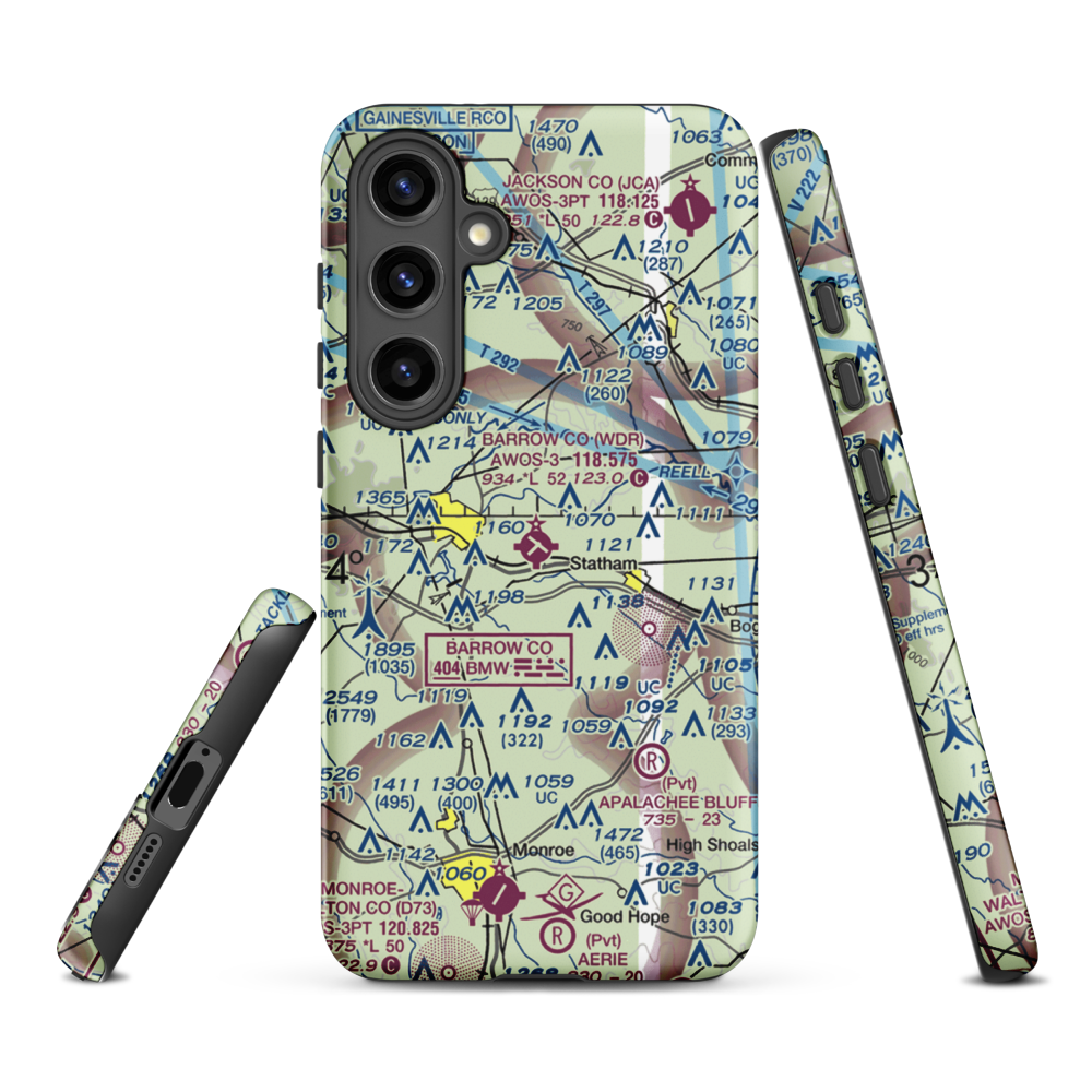 Barrow County Airport (WDR) VFR Sectional Samsung Phone Case Samsung Galaxy S24 Plus model shown